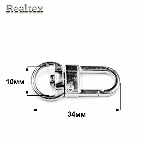 Карабин металлический RS 10*34мм цв.никель полированый