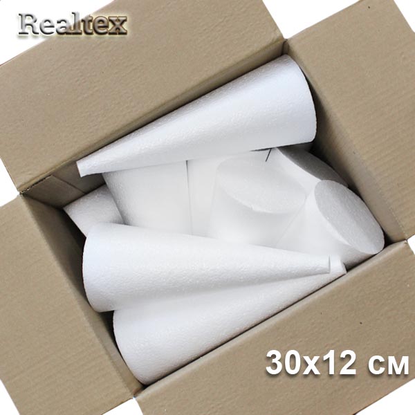 Заготовка для декорирования Конус 30*12см (12шт) (пенопласт пористый) 