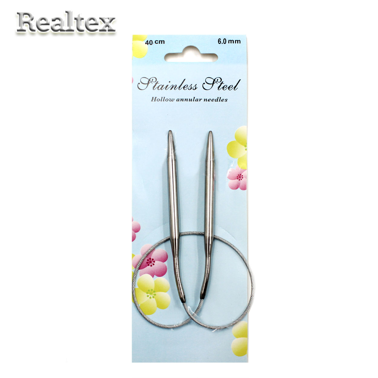 Спицы металл круговые на тросике Realtex 40см № 6,0 (10шт) 