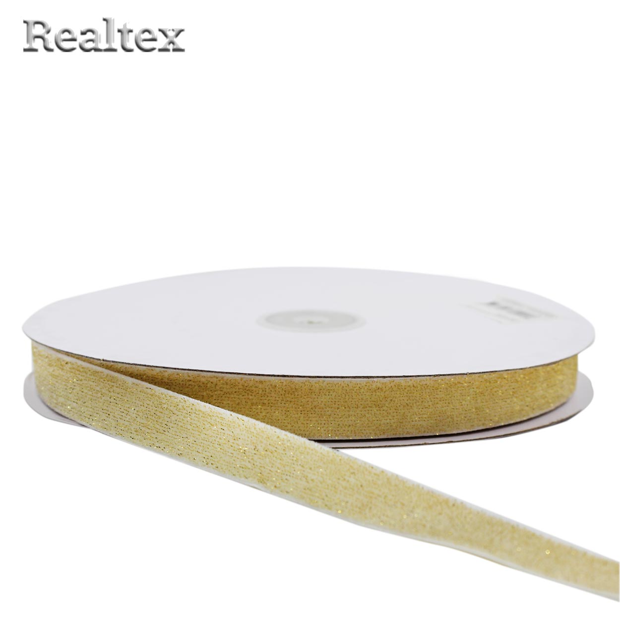 Лента бархатная люрекс 15мм 9626549 цв.белый/золото