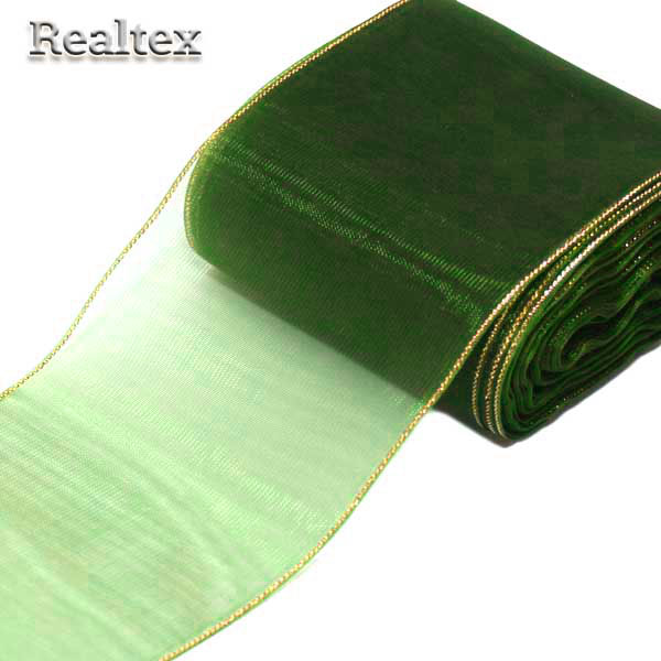 Лента капроновая 80мм "Органза-80" с3651г17 с метанитом цв.16 зеленый