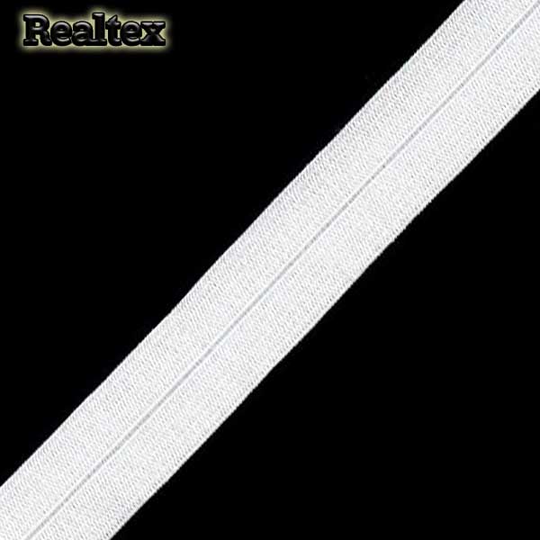 Косая бейка стрейч матовая Realtex 9120-015 (50м) цв.белый