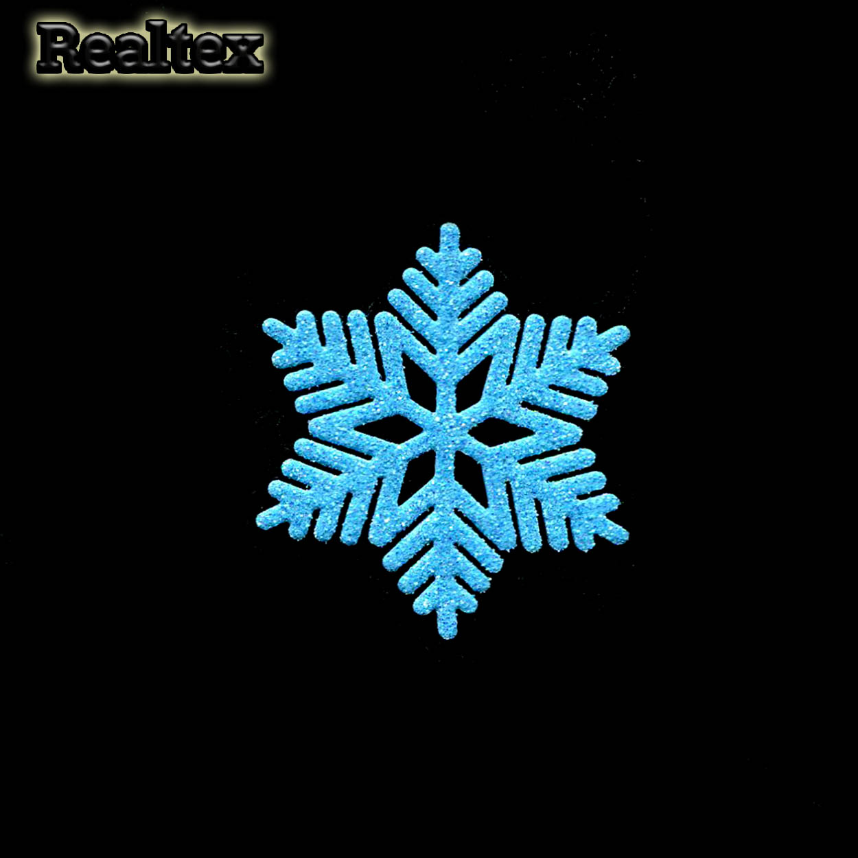 Набор 01 "Снежинки" из глиттерного фоамирана 50мм (10 шт) цв.бирюза