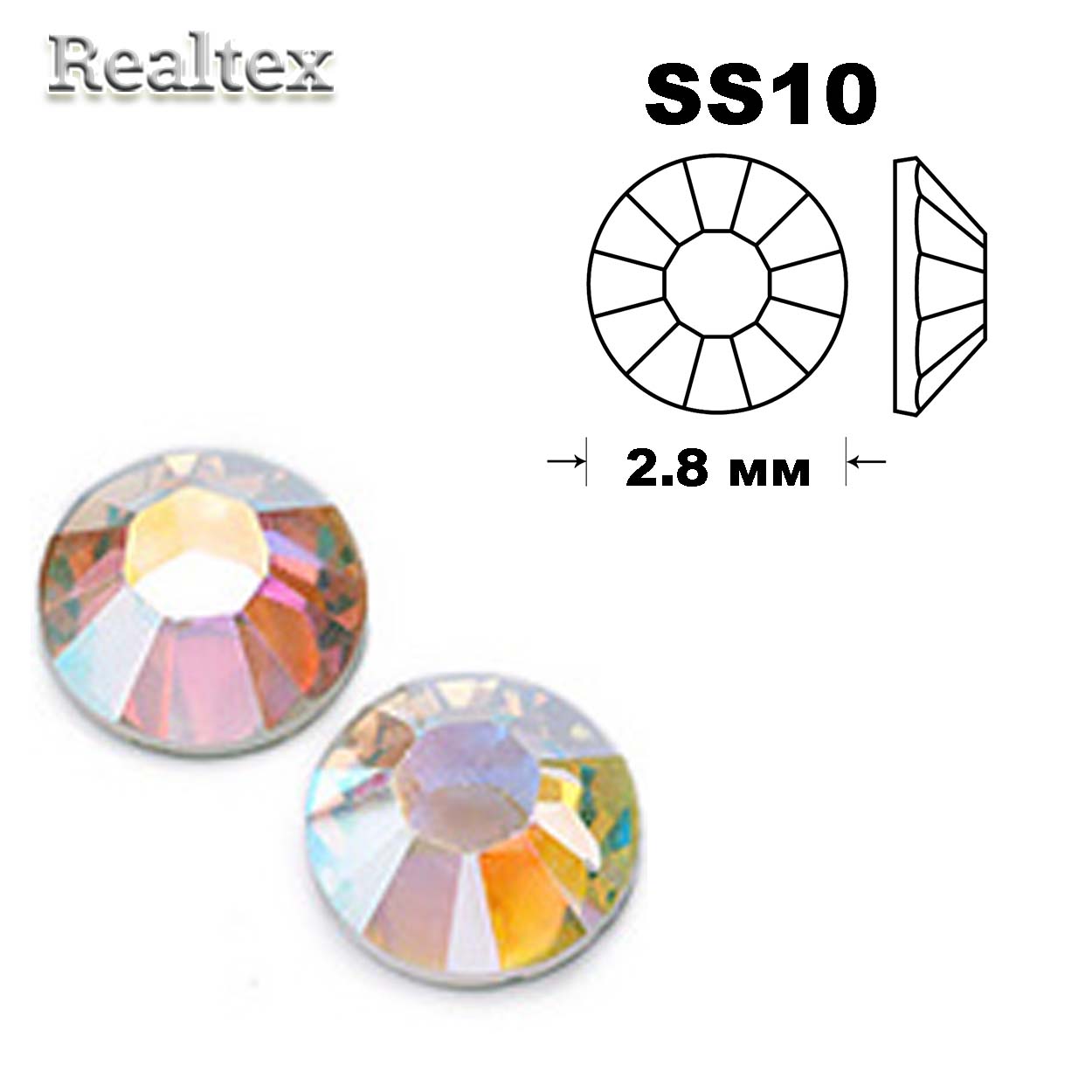 Стразы термоклеевые SWAROVSKI SS-10 (100шт) цв.AB Crystal  