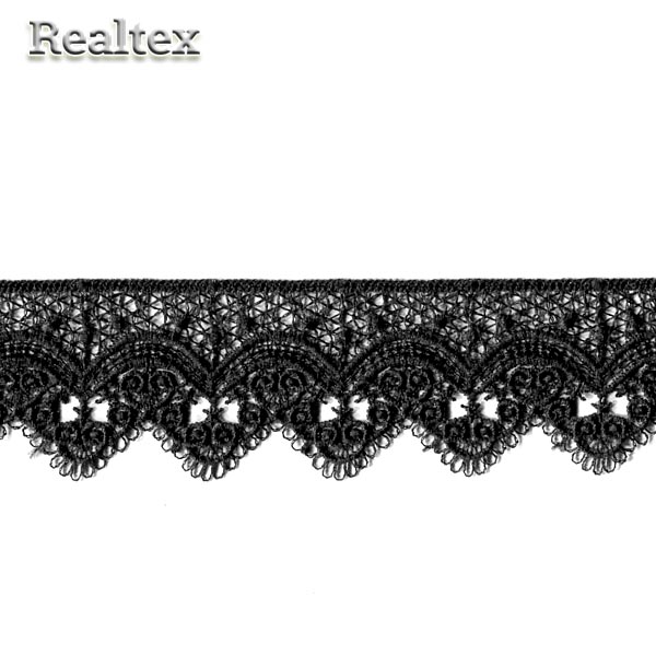 Кружево  гипюр  Realtex  43мм LF-462 цв.01 черный  