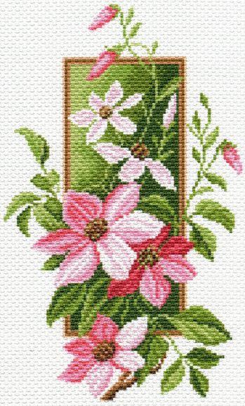 Рисунок на канве МП №1602 "Клематисы" 28х37см