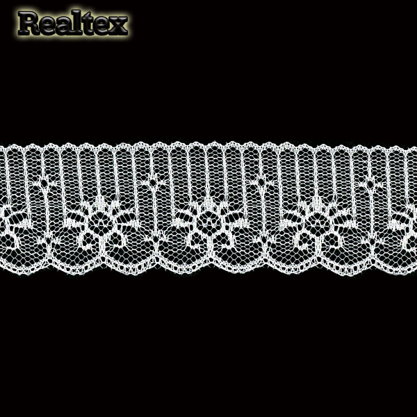 Кружево капроновое  50мм TBY 1666 (27,4м) цв.01 белый 