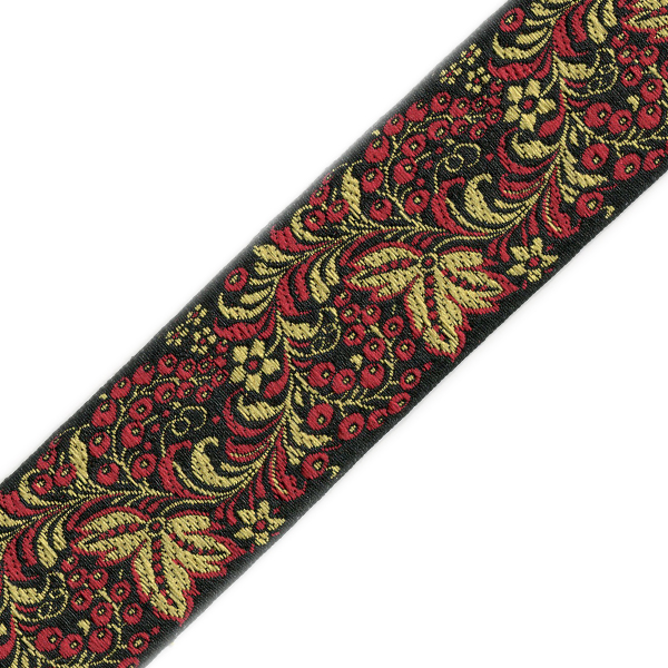 Тесьма жакардовая 50мм с3379г17 рис.9520 (25м) цв.черный/красный