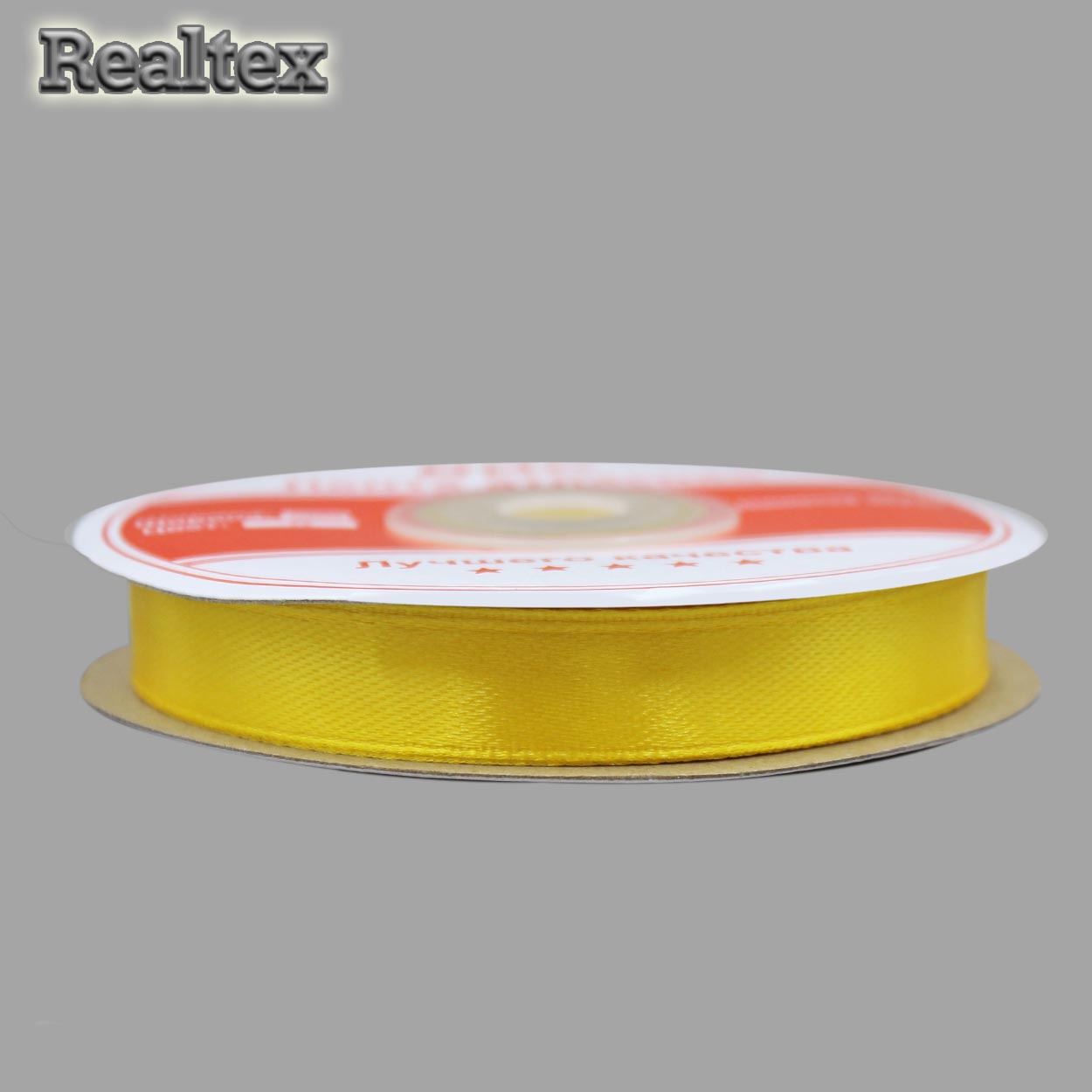 Лента атласная 12мм Realtex (27,4м) цв.022 желтый