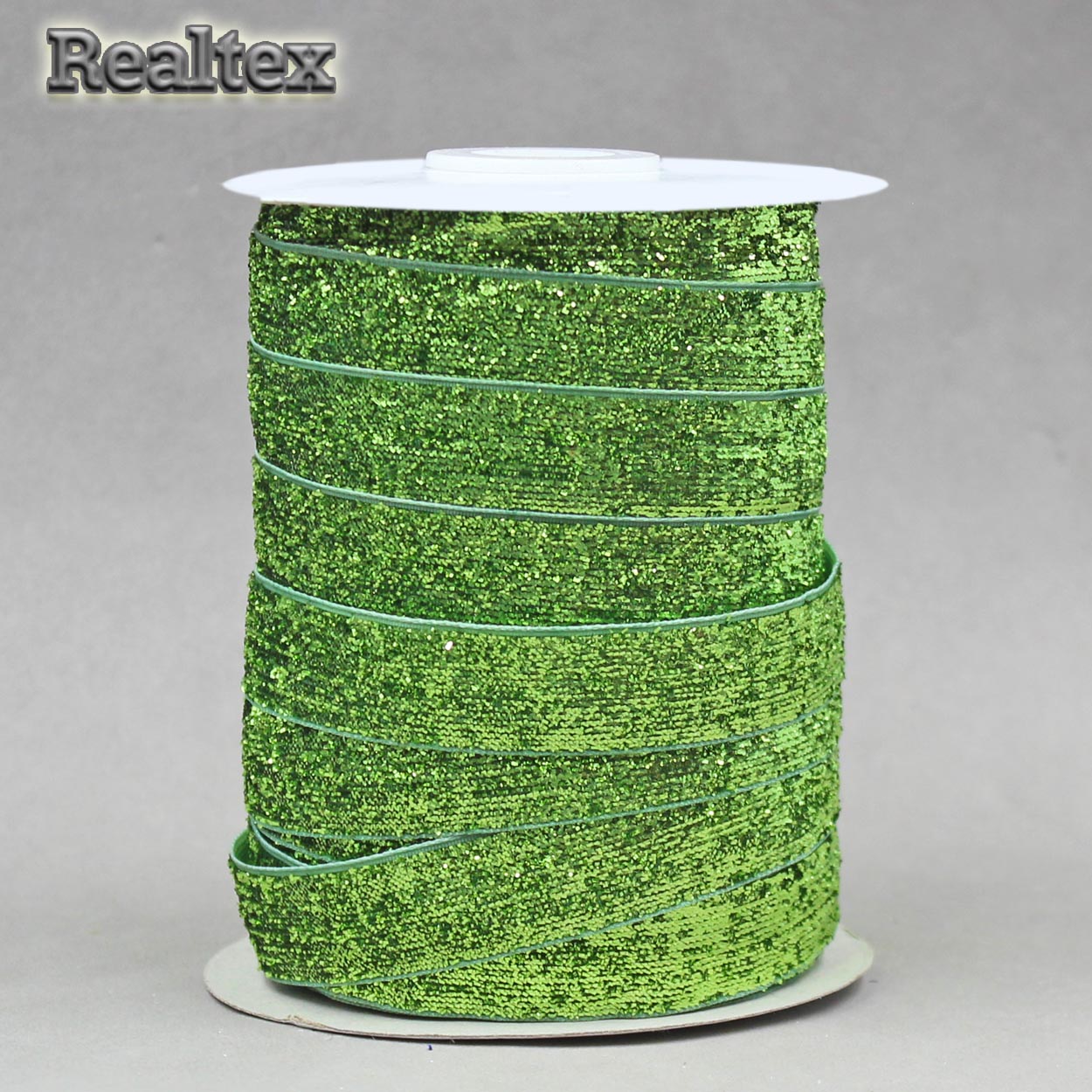 Лента бархатная люрекс RS 10мм цв.24 салатовый