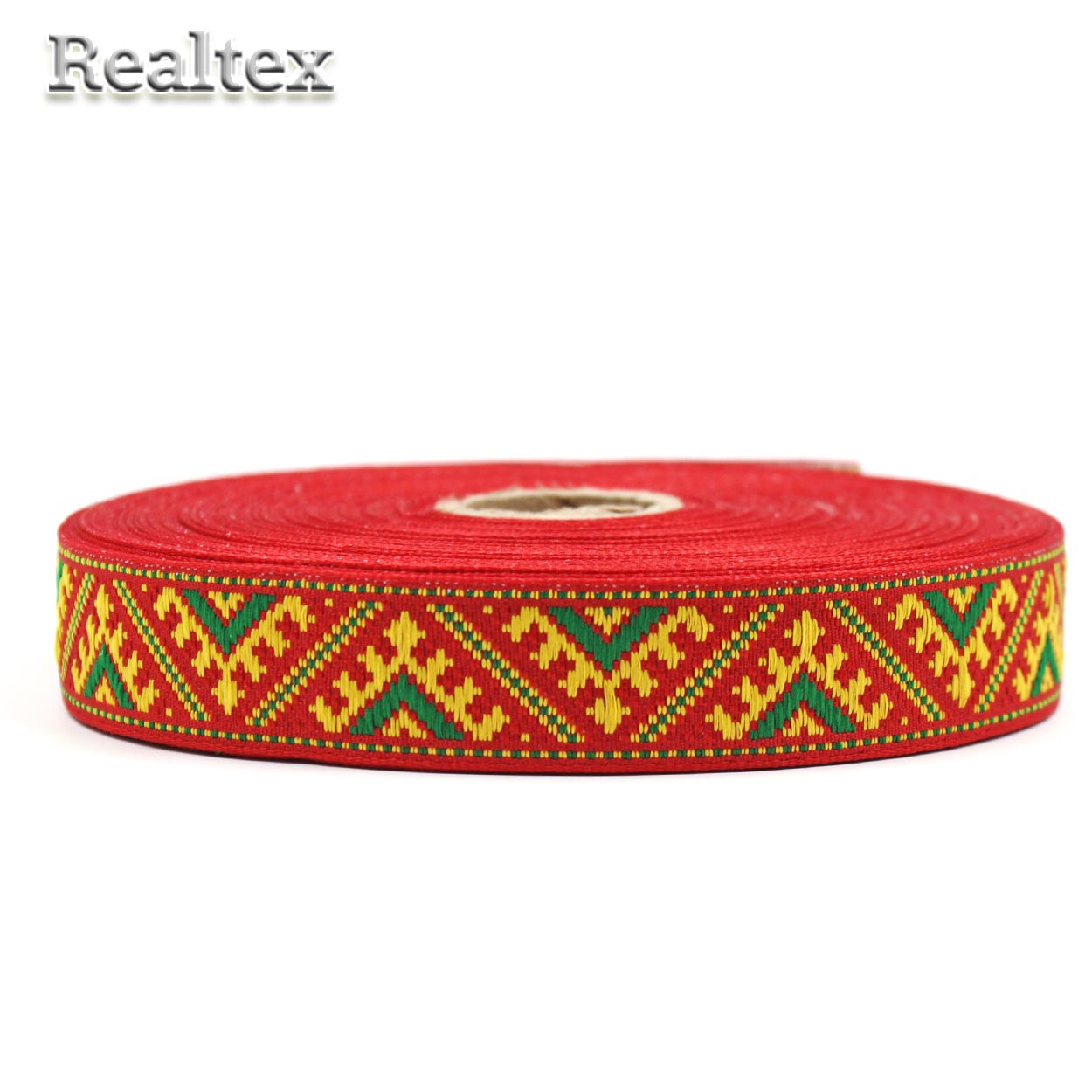 Тесьма жакардовая 24мм с1852г17 рис.9825 (25м) цв.красный