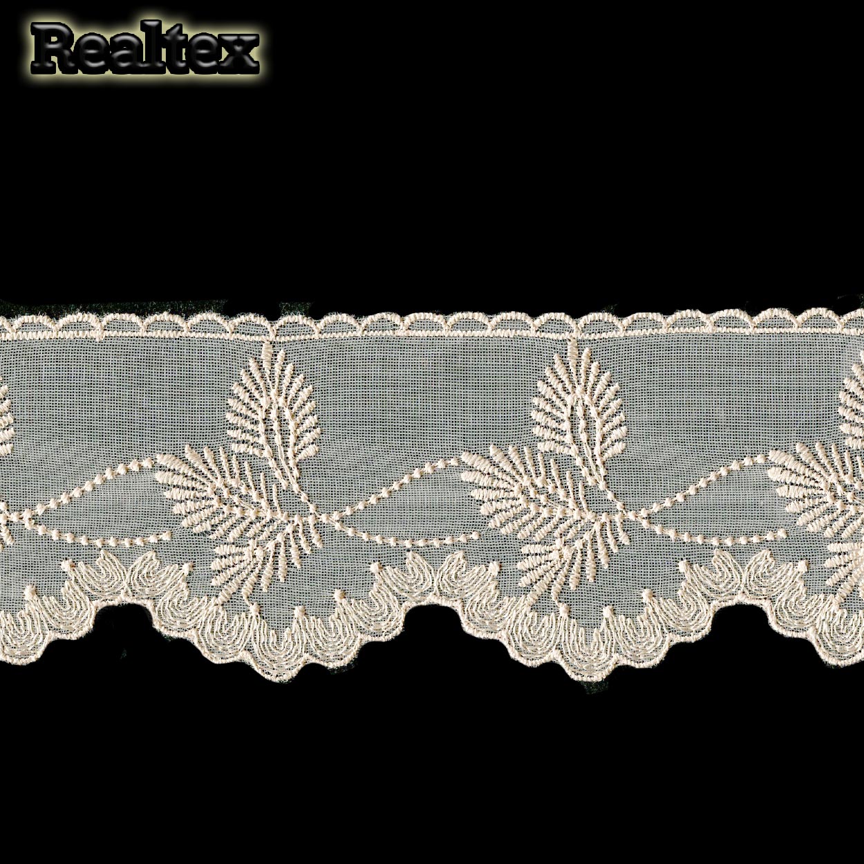 Кружево на сетке 105мм TBY 40483 (13,7м) цв.W0115 молочный