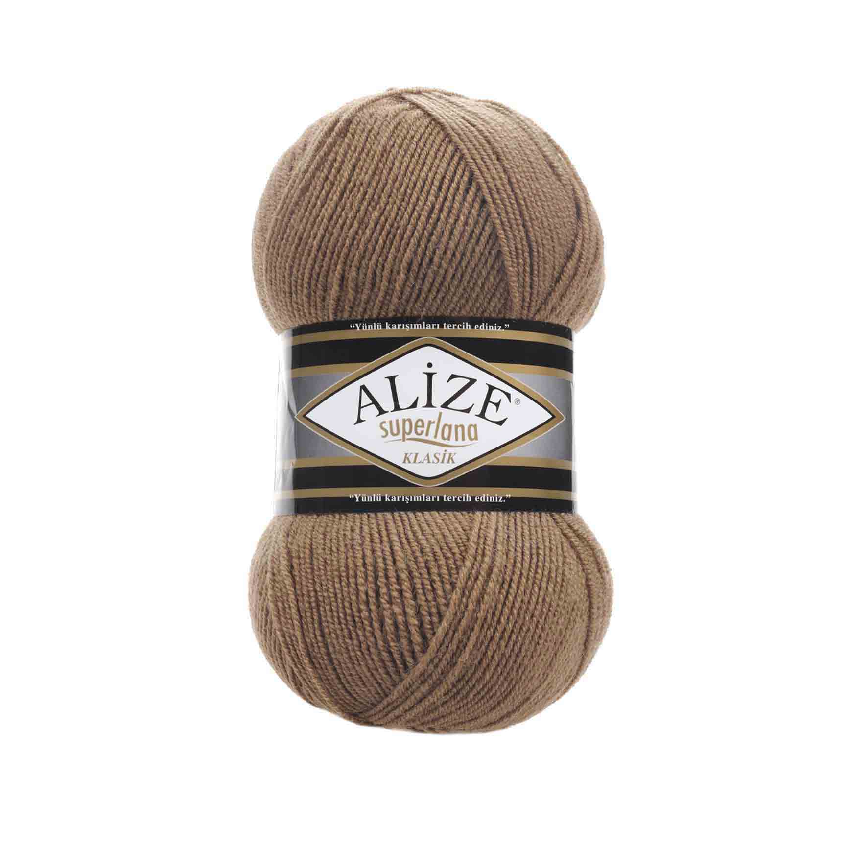 Пряжа Alize "Super Lana Klasik" (100гр) цв.466 тёмно-бежевый