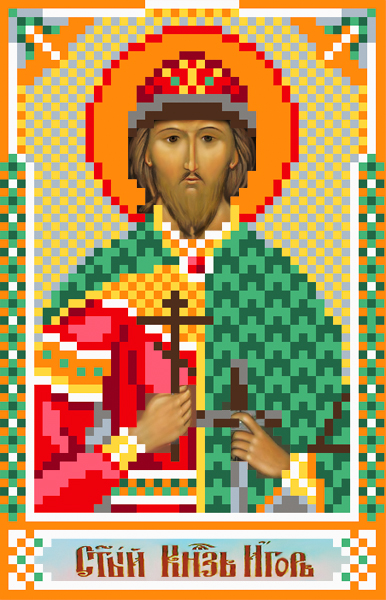 Рисунок на шелке МП №3054 "Св.Игорь" 22х25см