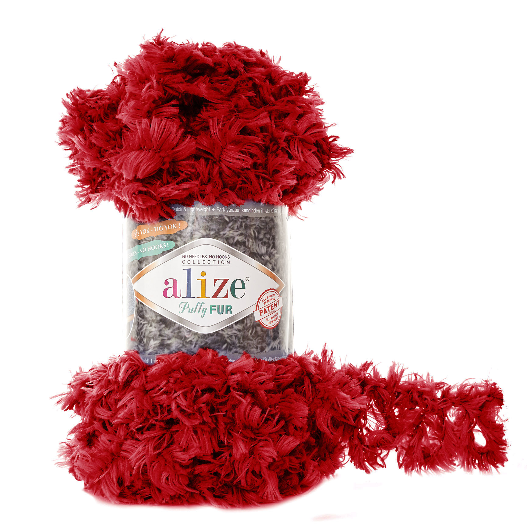 Пряжа Alize "Puffy Fur" (100гр) цв.6109 крсный
