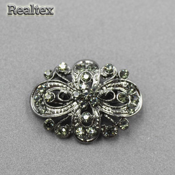 Брошь со стразами Реалтекс FR-8-20 (2шт) цв.черный никель