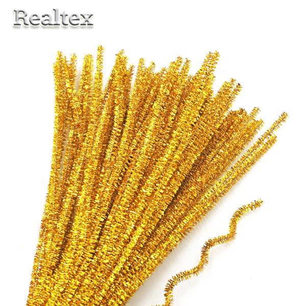 Проволока "Синель" Realtex с люрексом для творчества N d-6мм 30см (100шт) цв.В-005 золото