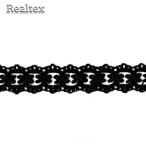 Кружево  гипюр  Realtex  25мм R-10082 цв.черный  