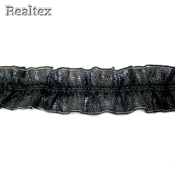 Тесьма рюш 941 г6 40мм цв.черный 
