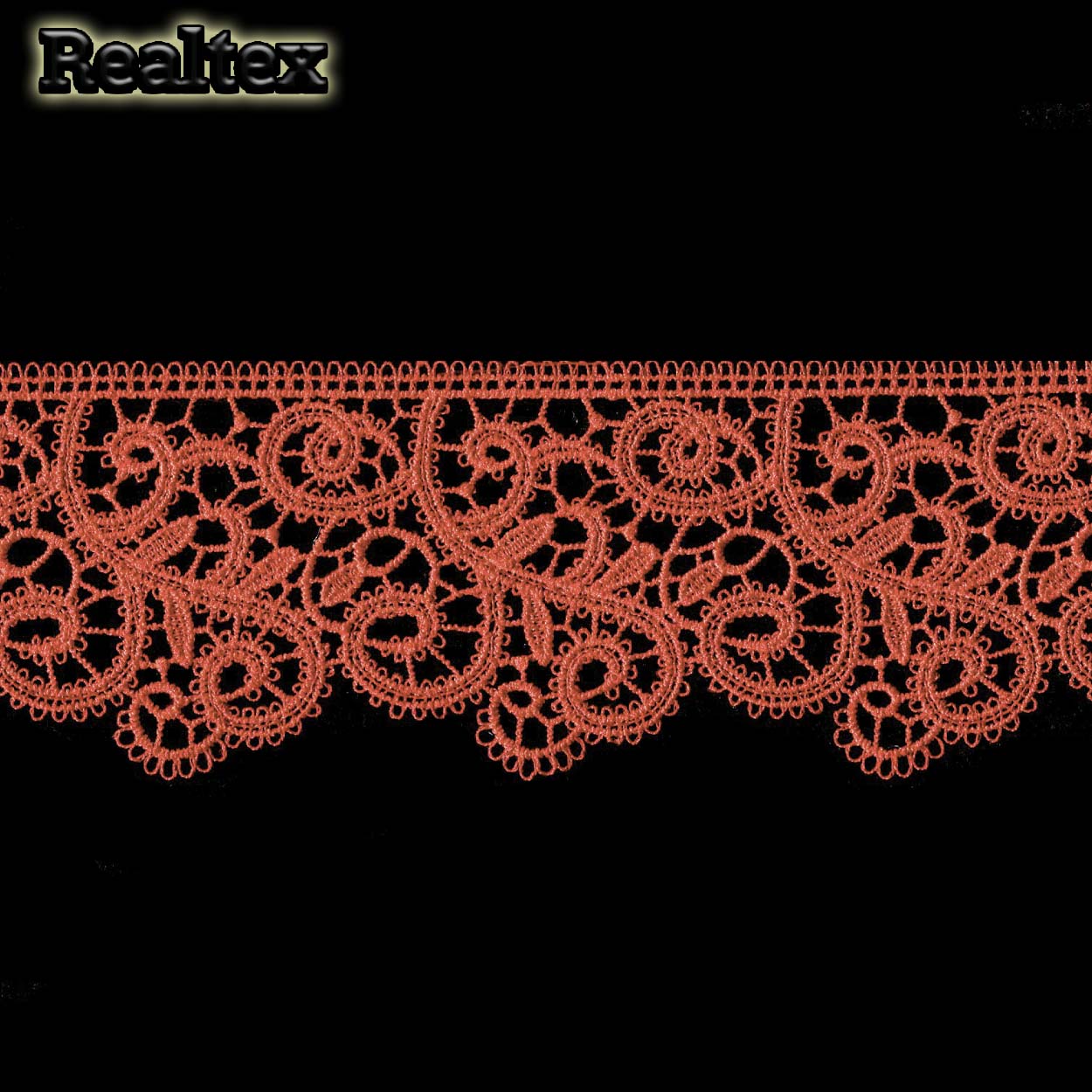 Кружево  гипюр  Realtex  60мм R-6510 (9,1м) цв.383 терракотовый