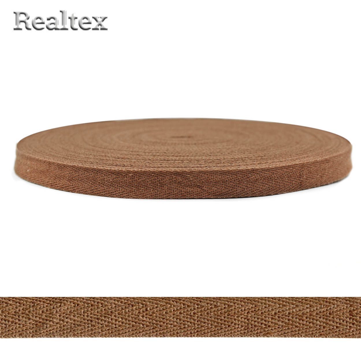 Тесьма киперная 10мм Realtex (50м) цв.49 светло-коричневый