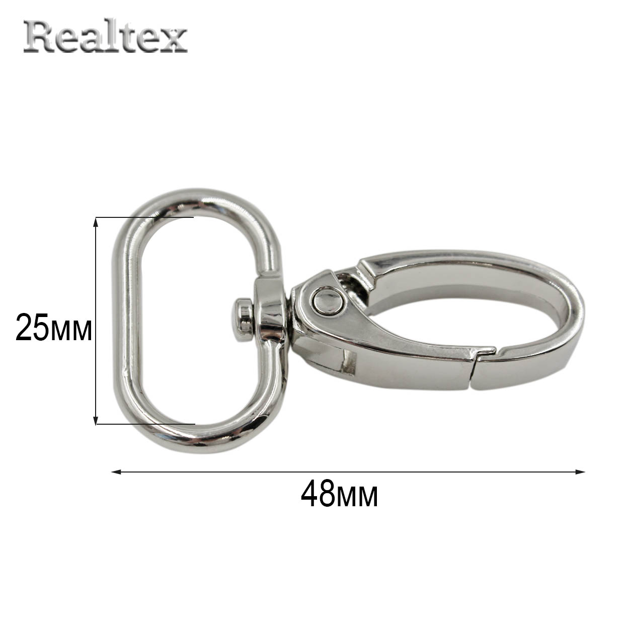 Карабин Realtex 25мм (10шт) цв.полированный никель