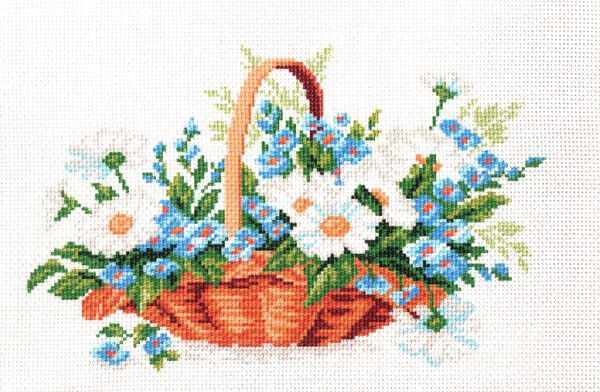 Рисунок на канве МП №816 "Корзина с незабудками" 28х37см