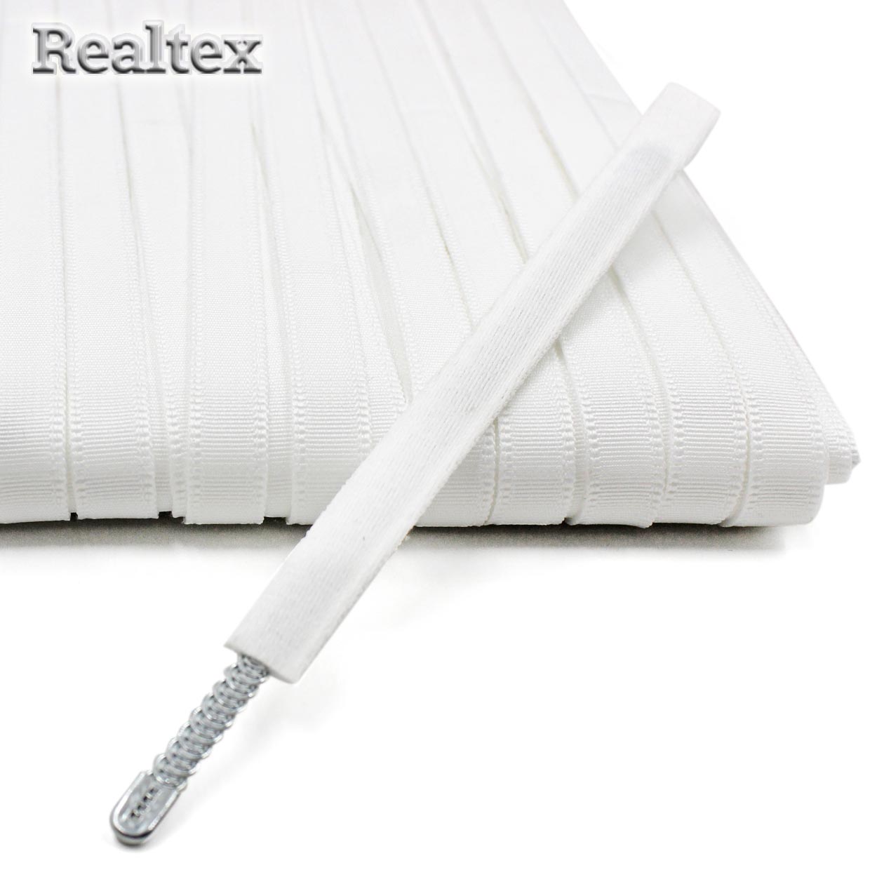 Тесьма бельевая для косточек Realtex (тоннельная) 10мм (50м) цв.белый