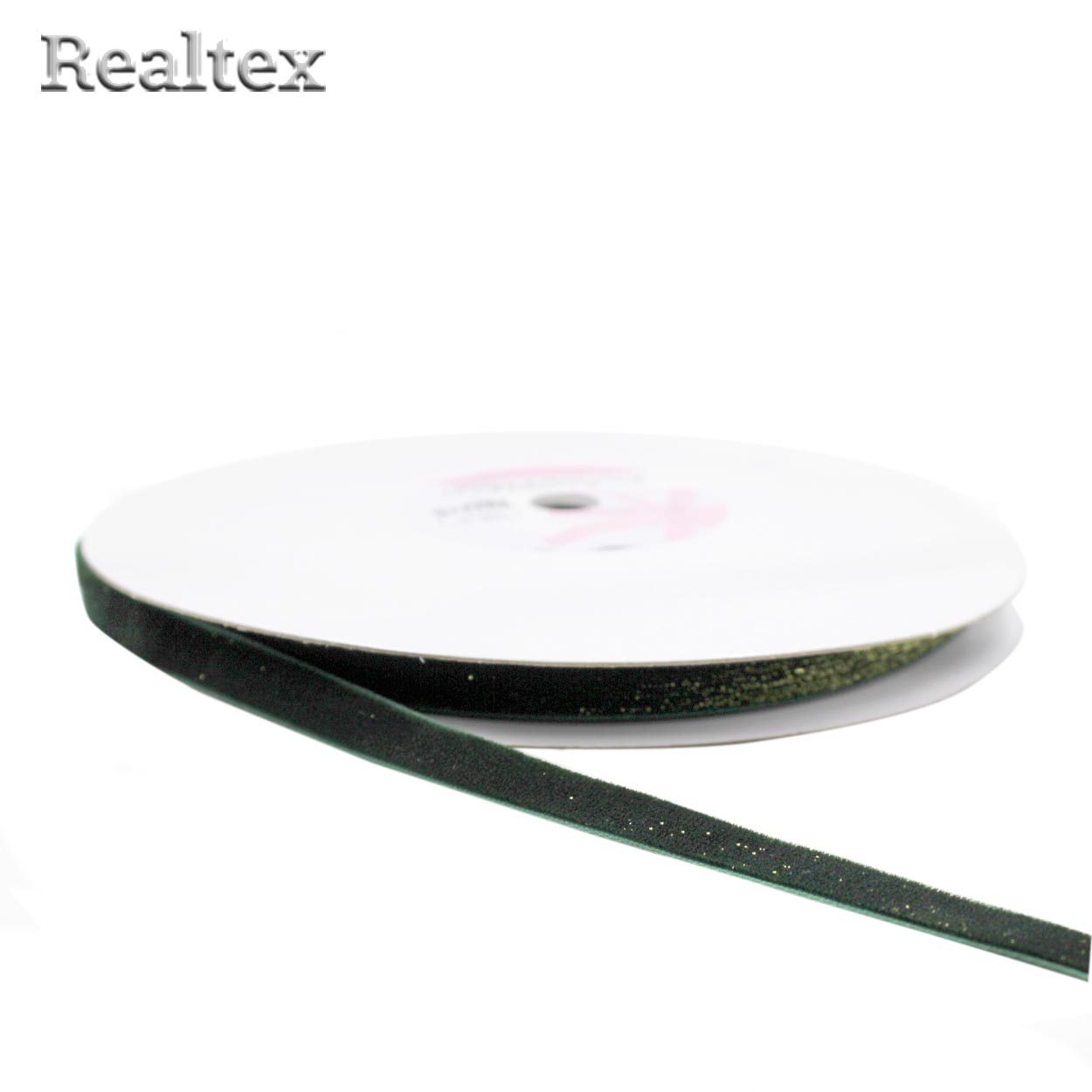 Лента бархатная люрекс 10мм 9626576 цв.зеленый/золото