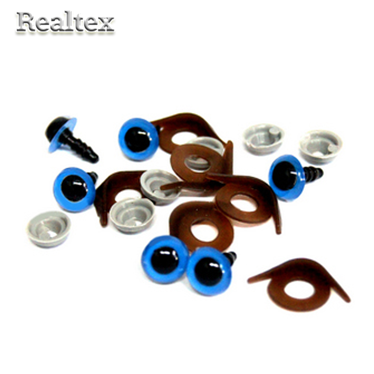 Глазки пластиковые с фиксатором + веко одностороннее 10*14мм №5 26558 цв.голубой