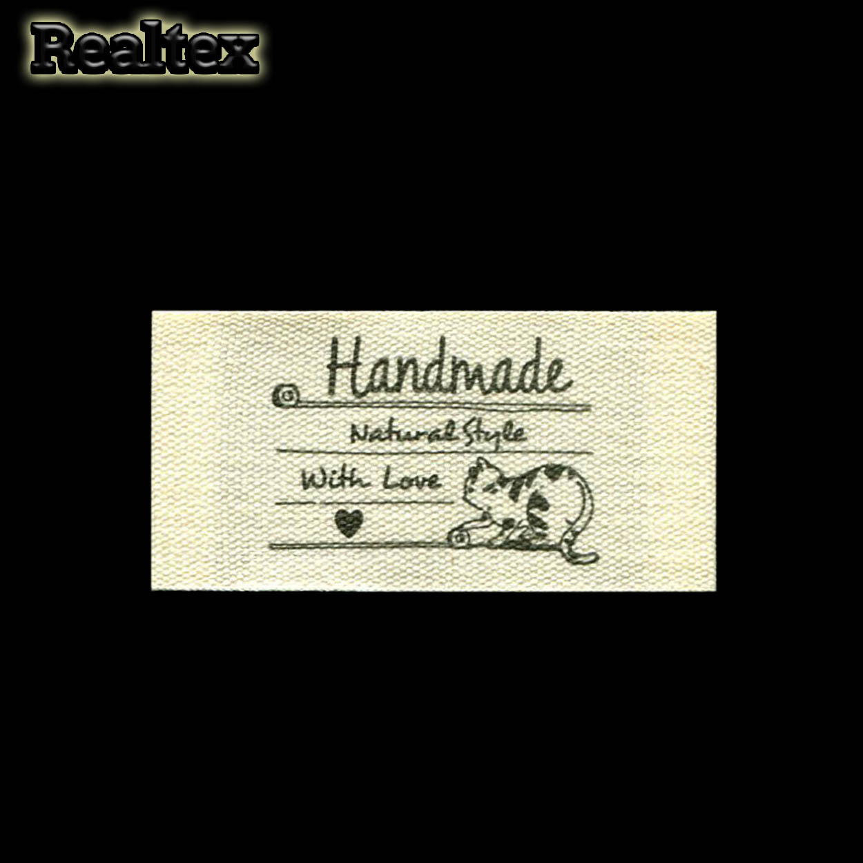 Бирка пришивная ткань Realtex №60 "HandMade" (25шт) цв.суровый