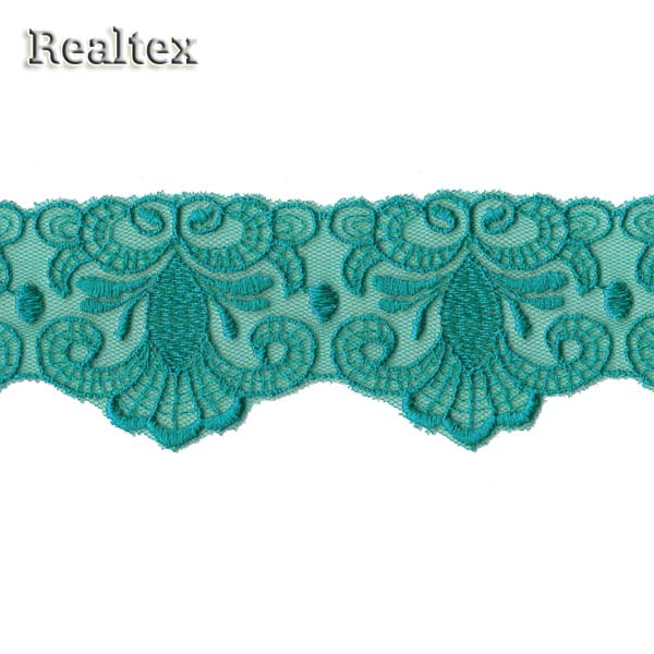 Кружево на сетке  50мм 54-4058 цв.722 бирюза