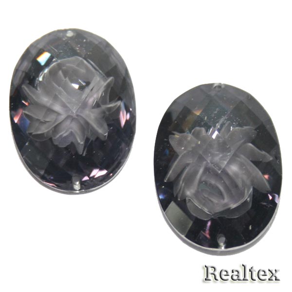 Стразы пластиковые пришивные AB-4 большие цв.т.серый 