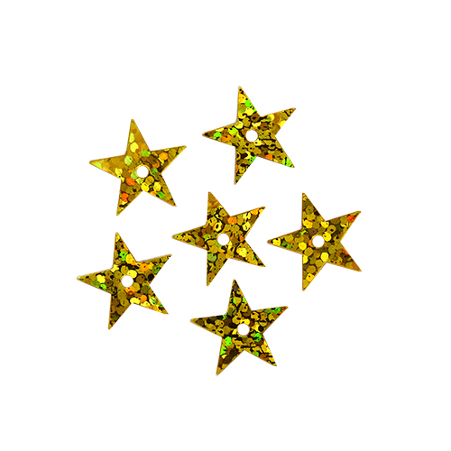 Пайетки "Астра" (10гр) "звездочки" 13мм цв.A20 золото голограмма