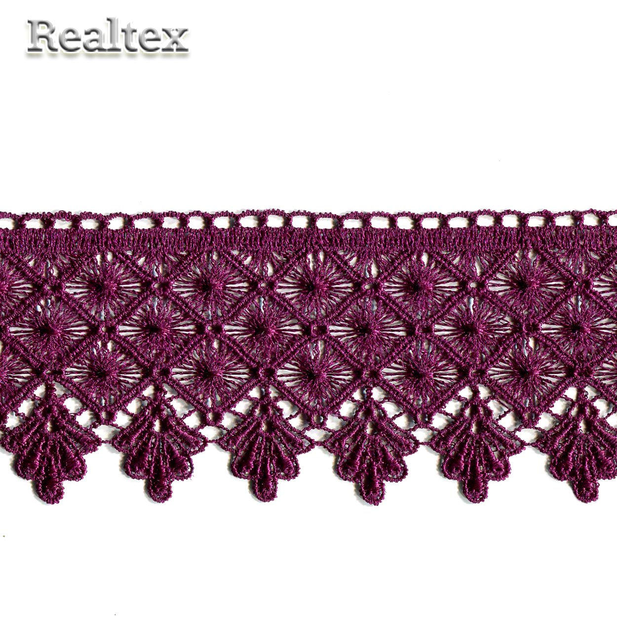 Кружево Realtex гипюр  80мм 4G4258A цв.сливовое вино