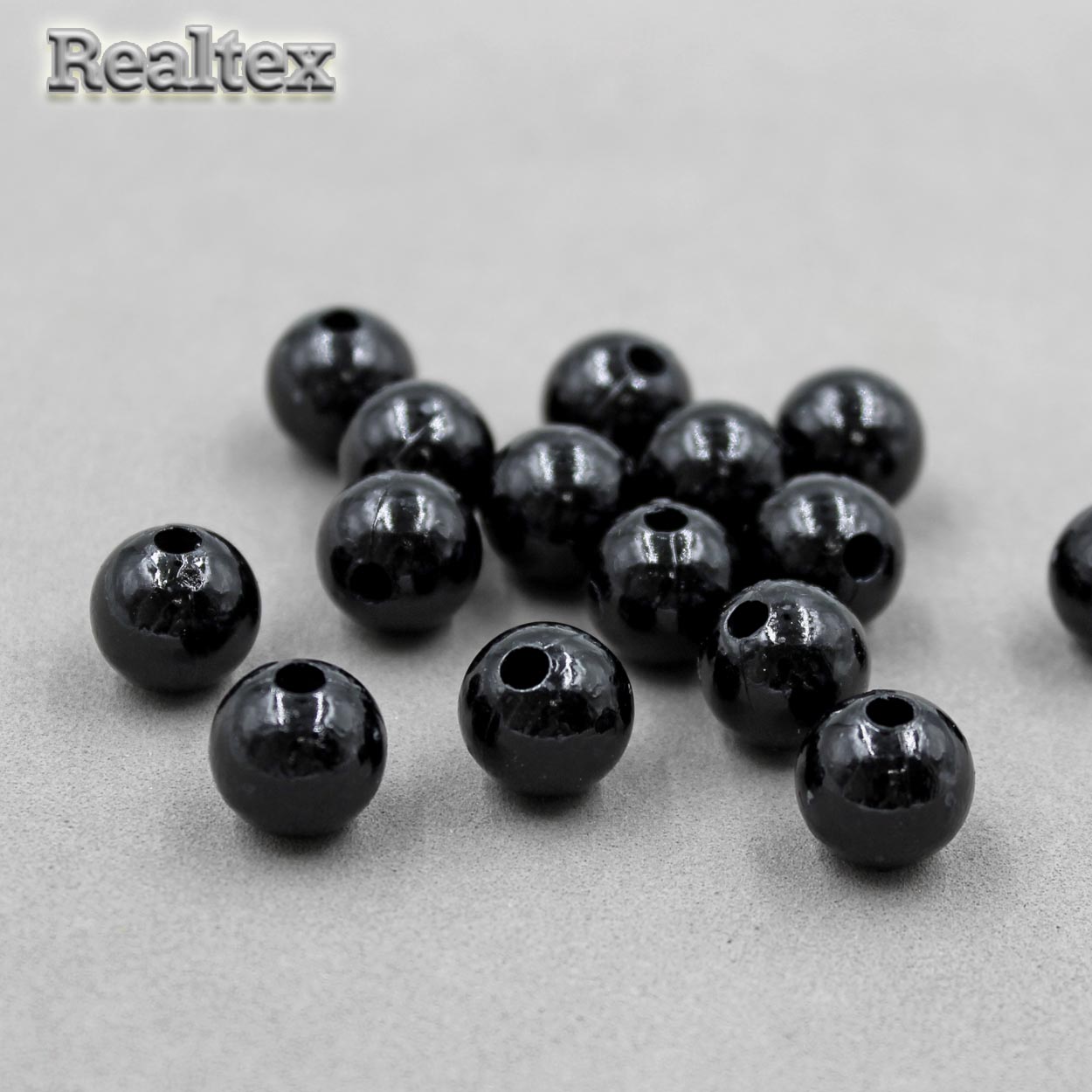 Бусины пластик Realtex 12мм под жемчуг (500гр) цв.02 черный
