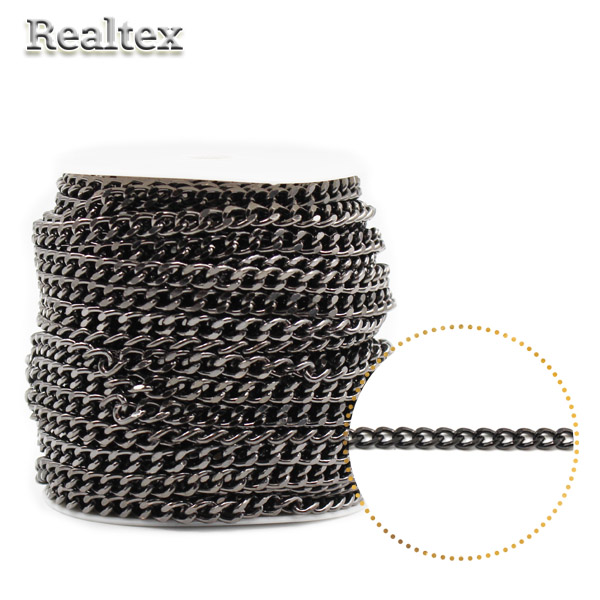 Цепочка декоративная RS B 6,0*8,5*1,6мм (25м) цв.черный никель 