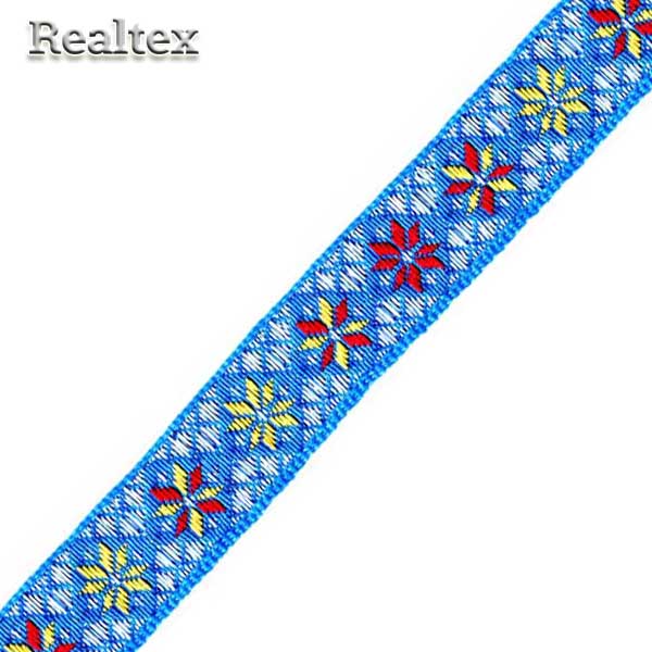 Тесьма жакардовая 18мм с1851г17 рис.9099 (10м) цв.бирюзовый