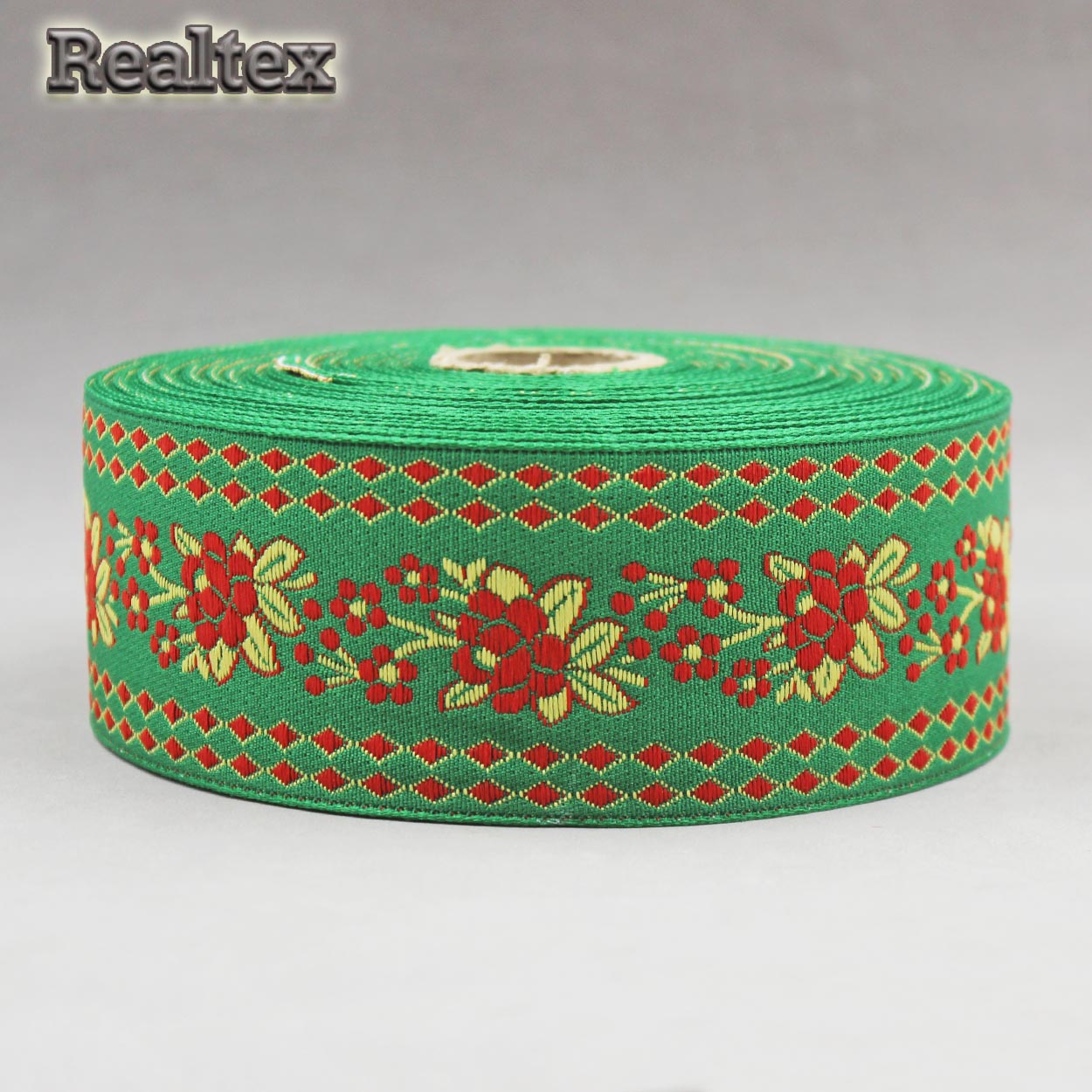 Тесьма жакардовая 50мм с3379г17 рис.9847 (25м) цв.зеленый