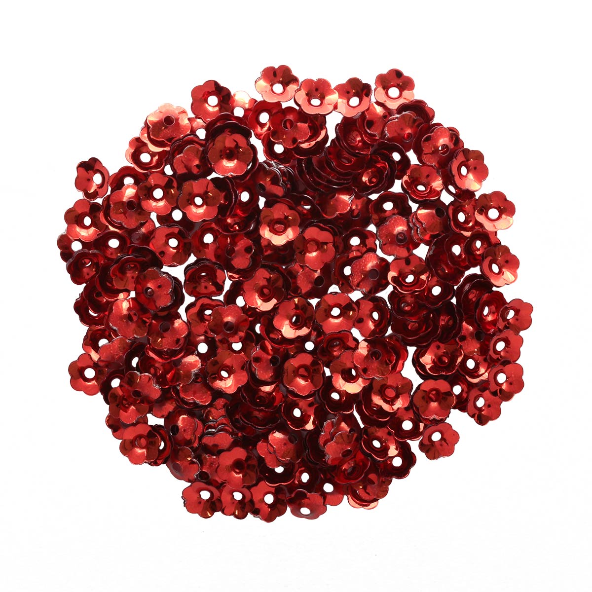 Пайетки "Астра" (10гр) "цветочки объёмные 392 6мм цв.03 красный