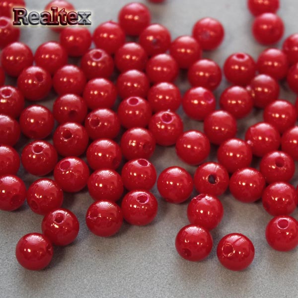 Бусины пластик Realtex  6мм под жемчуг (100гр) цв.040 красный