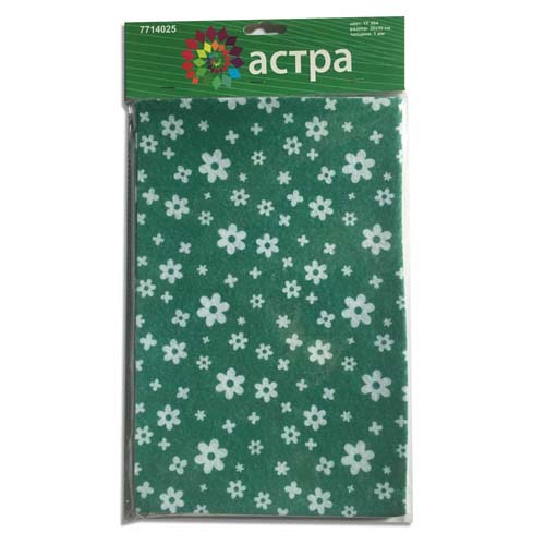 Фетр с рисунком 1мм "Цветочки" YF 664 (5шт) цв.зеленый