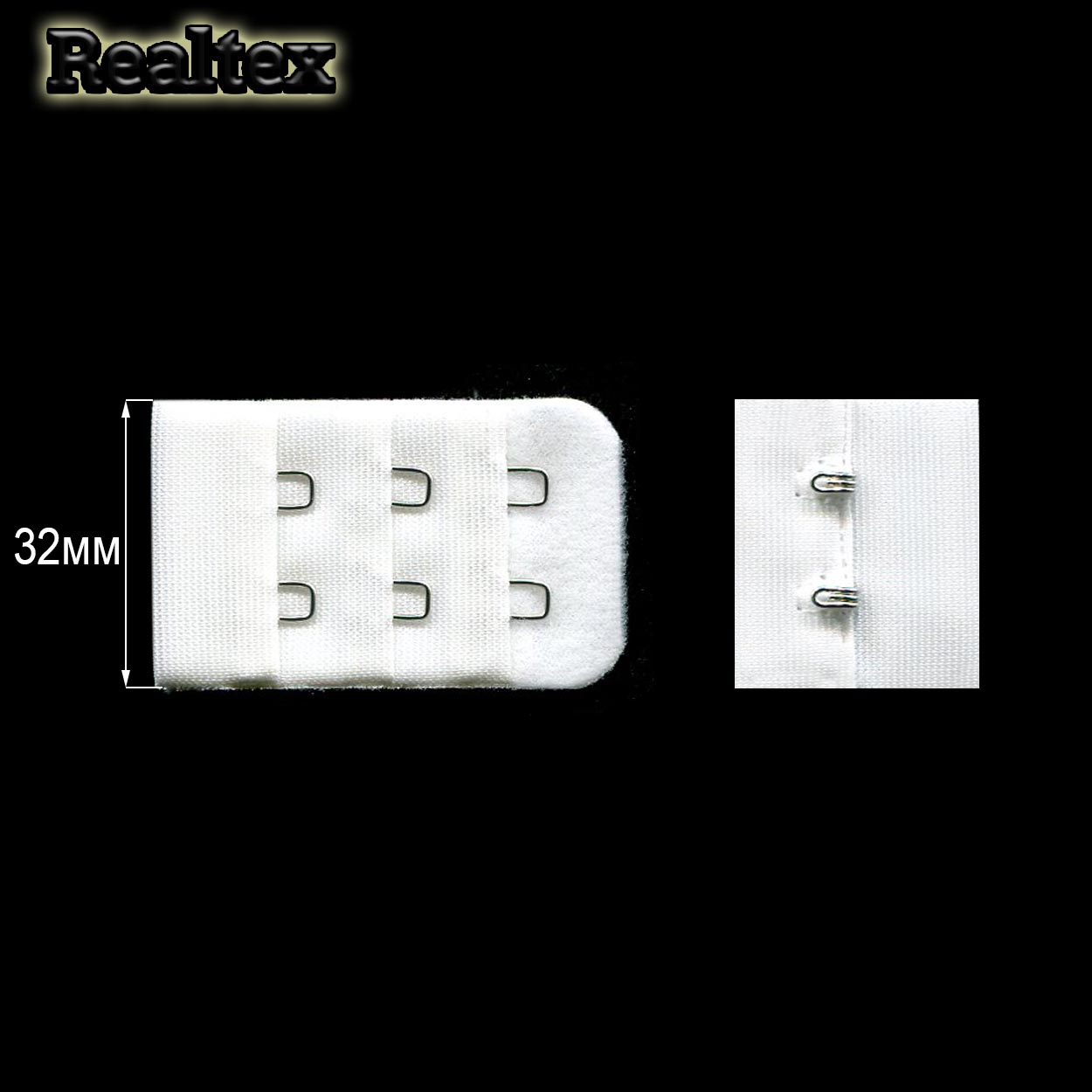 Застежка-крючки  Реалтекс 3х2 3,2см цв.белый