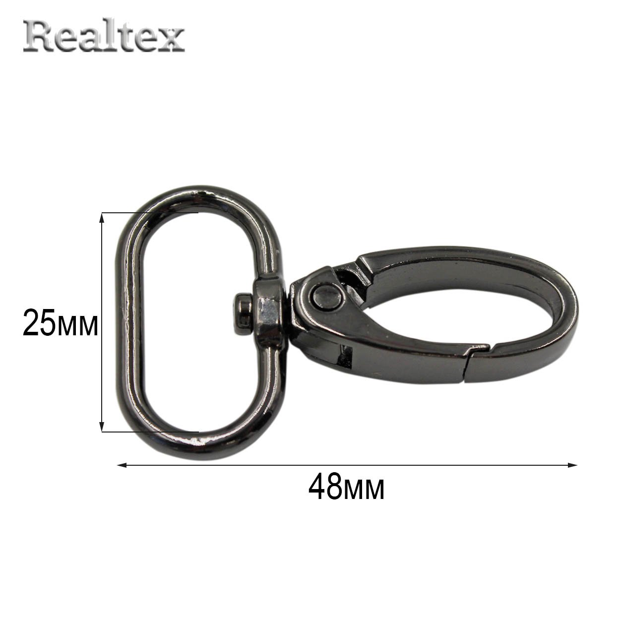  Карабин Реалтекс 25мм (10шт) цв.полированный черный никель