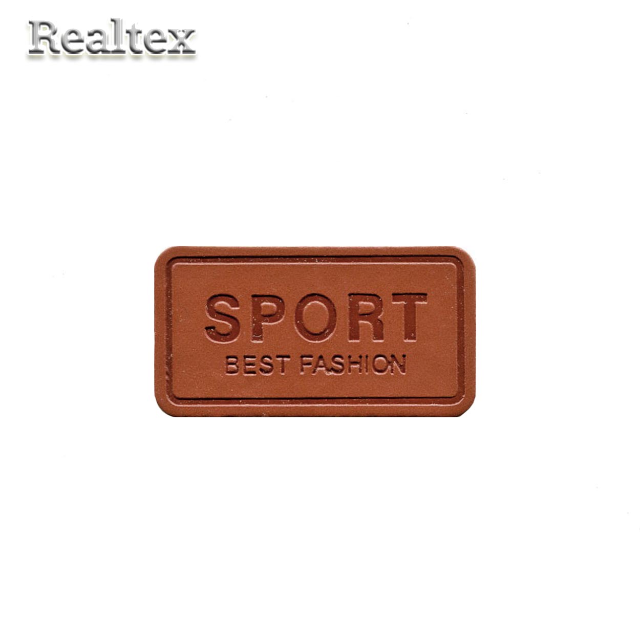 Бирка пришивная кожзам Realtex №10 "Sport Best Fashion" цв.коричневый