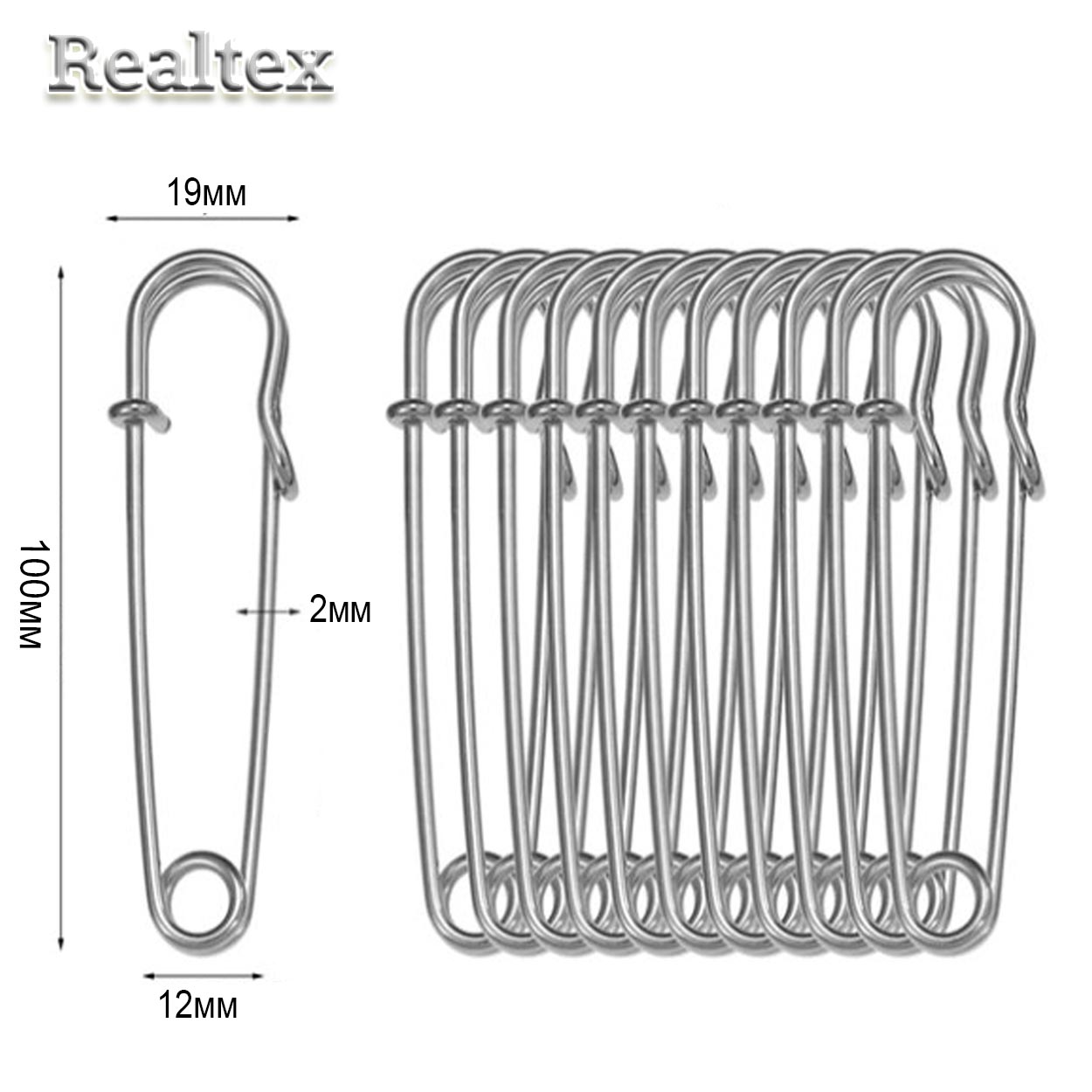 Булавки декоративные Realtex 100мм цв.никель