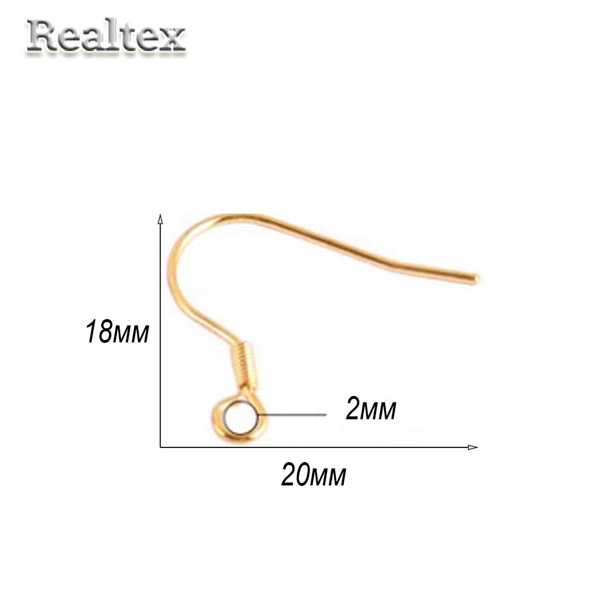 Швензы для серег "Realtex" с пружинкой 18*20мм (100шт) цв.золото