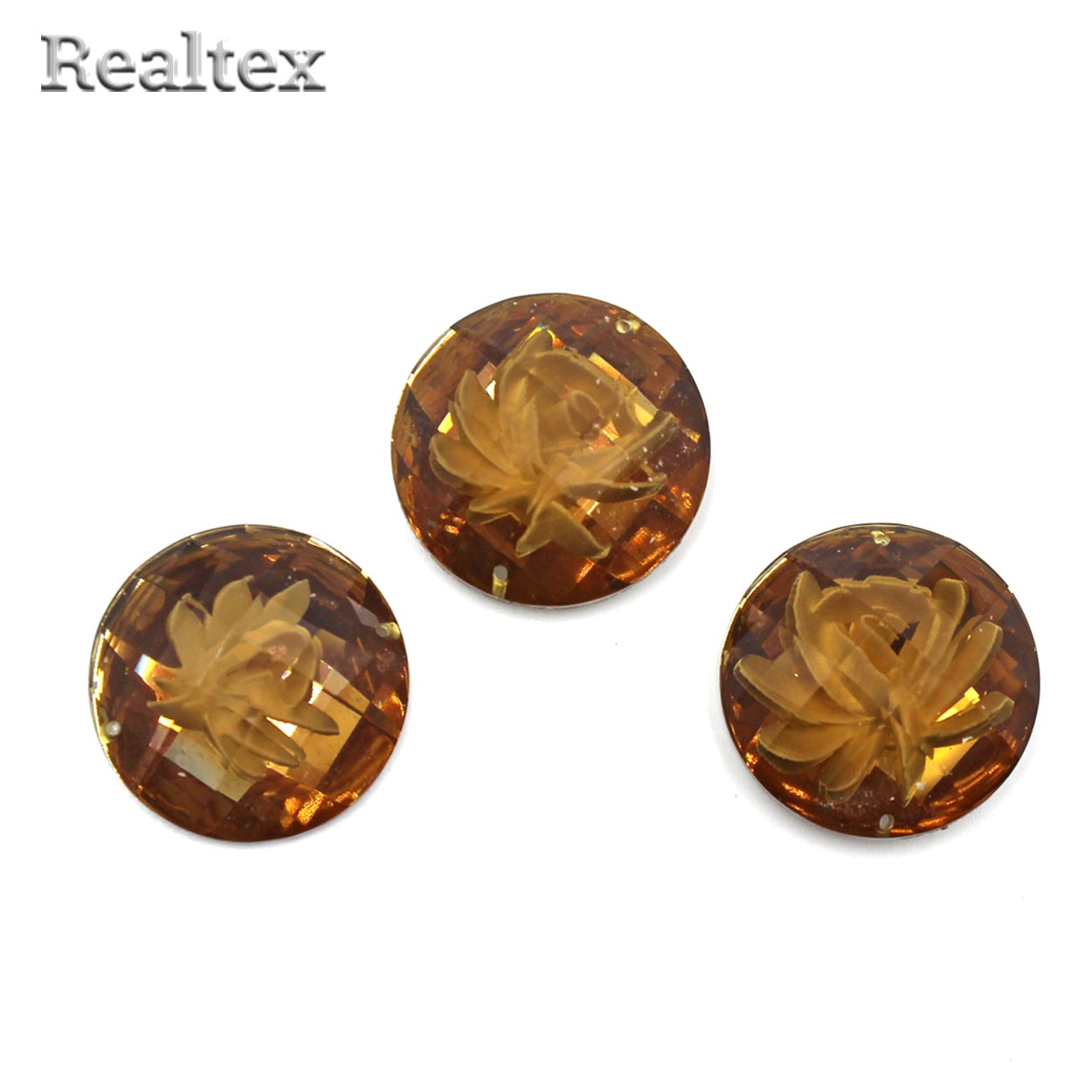 Стразы пластиковые пришивные AB-1 средние цв.бежевый 