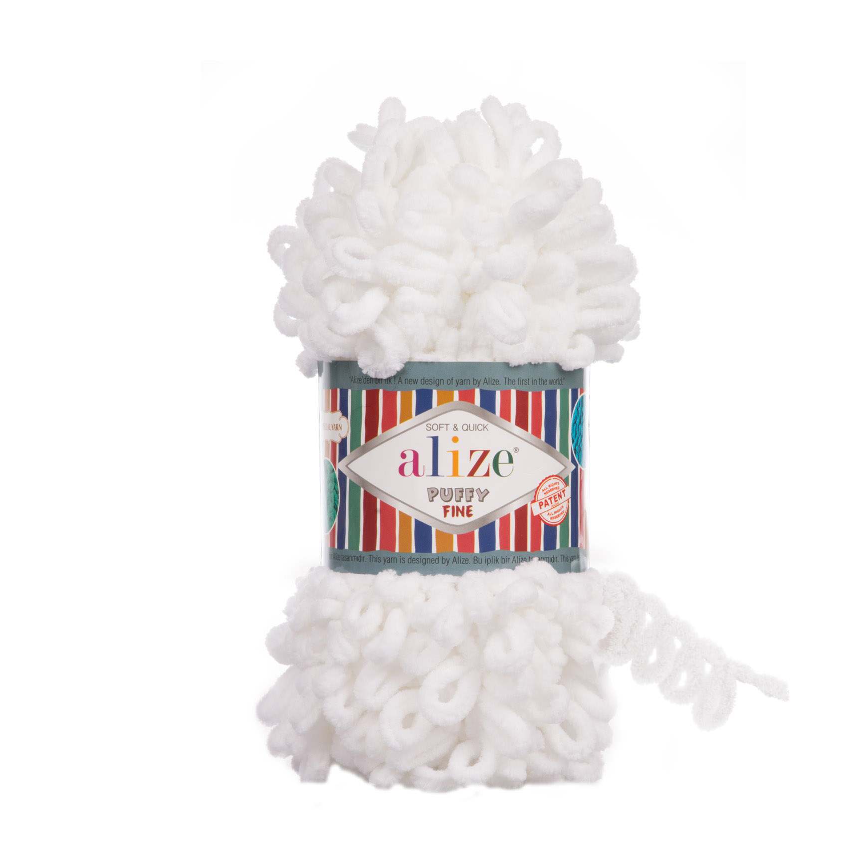 Пряжа Alize "Puffy Fine" (100гр) цв.белый 55