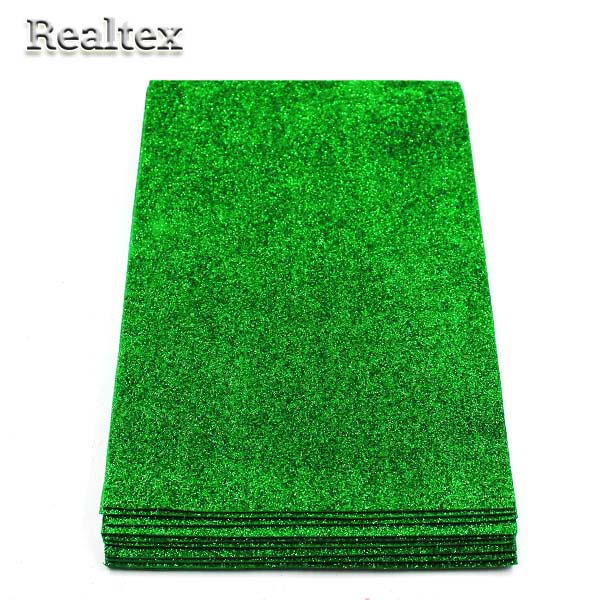 Фоамиран глиттерный Realtex 2мм цв.R23 зеленый